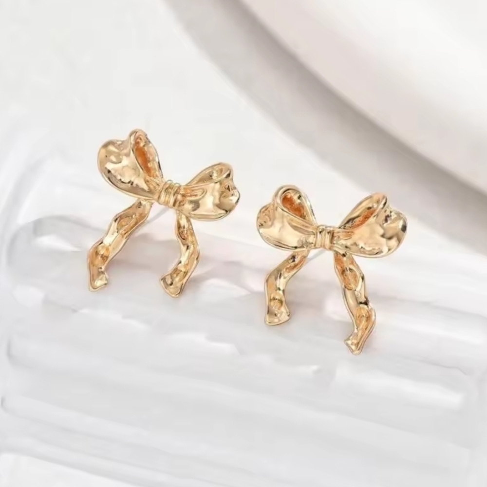 Gold Bow Earrings